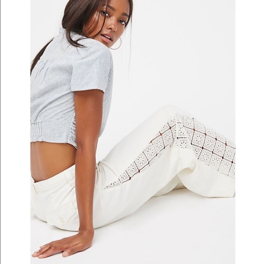 free people // wide leg pants // white // size 26